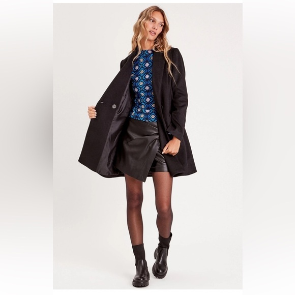 Zara Black Faux Leather Twist-Front Mini Skort Size Small - Picture 1 of 11